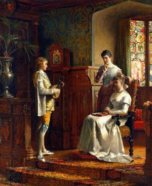 The Lute Player by Johann Hamza Oil Painting