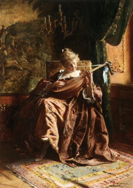 Main Product Photo of The Lute Player  Painting by Johann Hamza