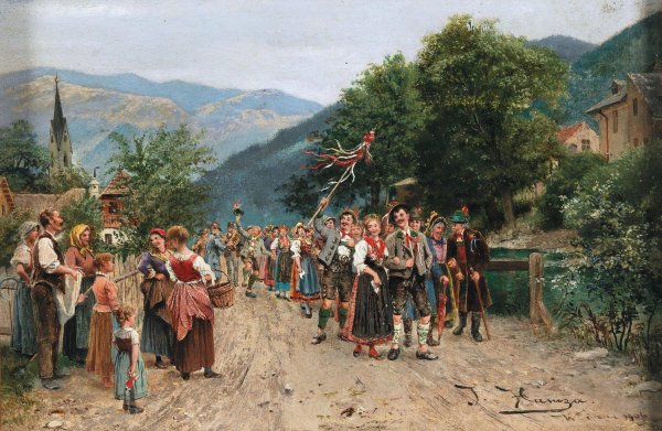 The Peasant Wedding by Johann Hamza - Hand-Painted Oil Painting Reproduction