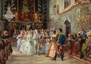 Wedding In Garsten Abbey Church by Johann Hamza Oil Painting