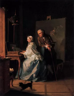 Portrait of the Artist and His Wife at the Spinet by Johann Heinrich Tischbein The Elder - Oil Painting Reproduction