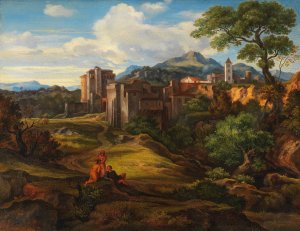 Campagnalandschaft mit befestigter Stadt Oil painting by Johann Heinrich Ferdinand Olivier