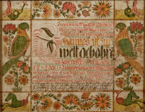 Birth and Baptismal Certificate by Johann Heinrich Otto Oil Painting