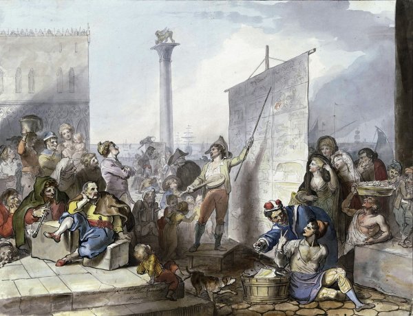 Bankelsanger auf der Piazetta in Venedig  by Johann Heinrich Ramberg - Hand-Painted Oil Painting Reproduction