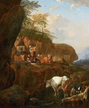 Italian Landscape by Johann Heinrich Roos Oil Painting
