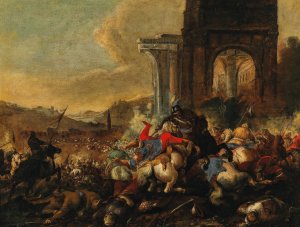 King Johann Sobieski of Poland in the Battle of Vienna by Johann Heinrich Roos Oil Painting