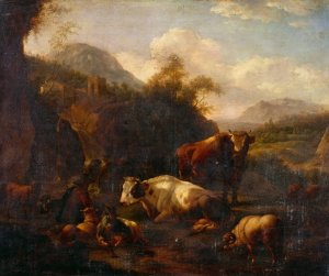 Landscape by Johann Heinrich Roos Oil Painting