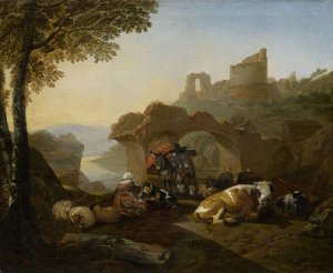 Shepherds Resting by Johann Heinrich Roos Oil Painting