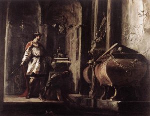 Alexander the Great Before the Tomb of Achilles by Johann Heinrich Schoenfeld Oil Painting