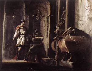 Alexander the Great Before the Tomb of Achilles by Johann Heinrich Schoenfeld Oil Painting