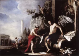 Allegory of Time Chronos and Eros by Johann Heinrich Schoenfeld Oil Painting