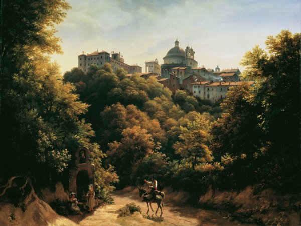 Ansicht von Ariccia  by Johann Heinrich Schilbach - Hand-Painted Oil Painting Reproduction