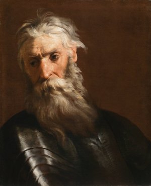 A bearded man in armor by Johann Heinrich Schonfeld Oil Painting