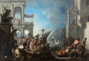 Abduction of The Sabine Women by Johann Heinrich Schonfeld Oil Painting