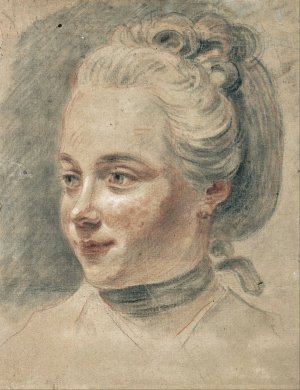 Three-Quarter View of the Head of a Girl, Turning to the Left by Johann Heinrich Tischbein The Younger Oil Painting