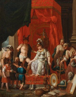 Minerva as Patroness of the Arts by Johann Heiss Oil Painting