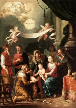 The Holy Kinship by Johann Heiss - Oil Painting Reproduction