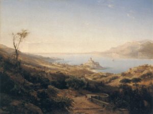A View of Castello Malcesine, Lake Garda, Italy Oil painting by Johann-Hermann Carmiencke