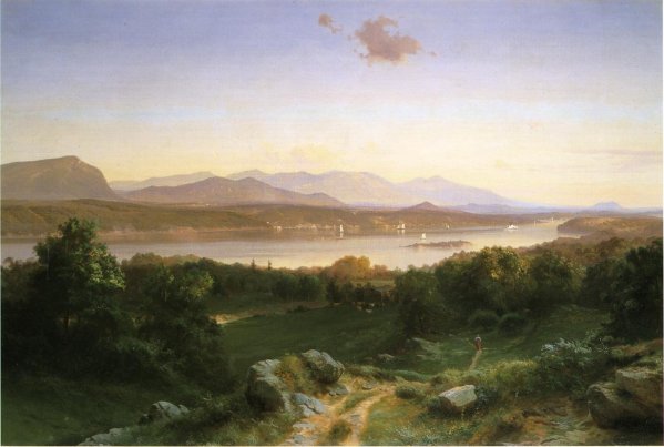 View of The Hudson from Hyde Park by Johann-Hermann Carmiencke - Hand-Painted Oil Painting Reproduction