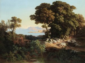 From The Surroundings Of Monreale, Sicily by Johann Jakob Frey Oil Painting