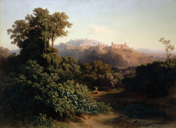 Landscape Near Granada  by Johann Jakob Frey - Hand-Painted Oil Painting Reproduction