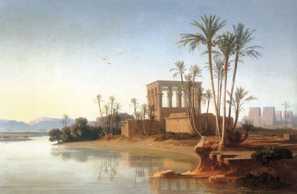 Main Product Photo of The Ruins at Philae, Egypt Painting by Johann Jakob Frey