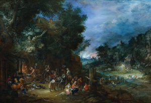 Das Feuer by Johann Jakob Hartmann Oil Painting