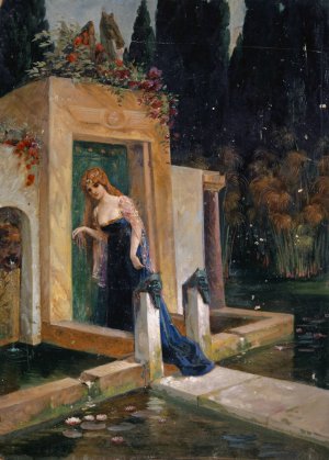 Vivian at Merlin's Tomb by Johann Jakob Schneider Oil Painting