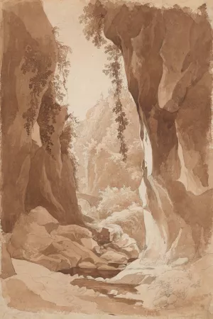 Cliffs Overhanging a River Gorge near Sorrento by Johann Joachim Faber Oil Painting