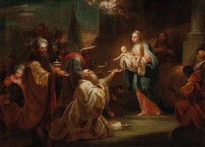 Adoration Of The Kings by Johann Josef Karl Henrici Oil Painting