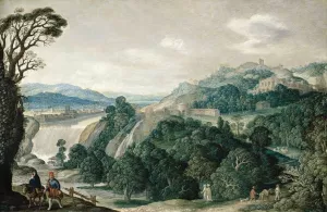 Extensive Landscape with the Flight Into Egypt by Johann Koenig - Oil Painting Reproduction