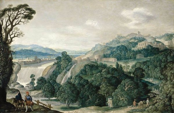 Main Product Photo of Extensive Landscape with the Flight Into Egypt Painting by Johann Koenig