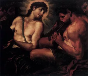 Apollo, Pan, and Marsyas painting by Johann Karl Loth