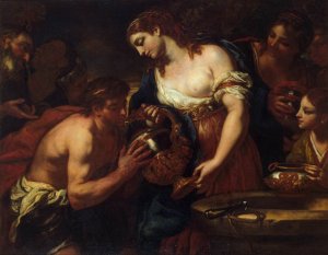 Eliezer and Rebecca at the Well by Johann Karl Loth Oil Painting
