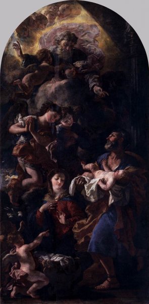 Holy Family and God the Father by Johann Karl Loth Oil Painting