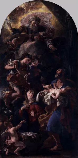 Holy Family and God the Father Oil painting by Johann Karl Loth