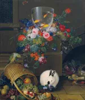 Stillleben mit Goldfischglas Oil painting by Johann Knapp