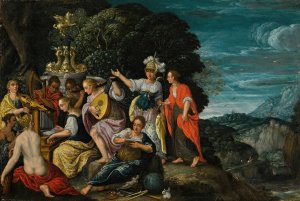 Minerva Visiting The Muses On Mount Helicon by Johann Konig Oil Painting