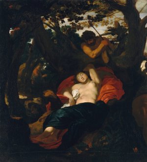 Nymph and Shepherd by Johann Liss Oil Painting