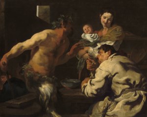 The Satyr and the Peasant by Johann Liss Oil Painting