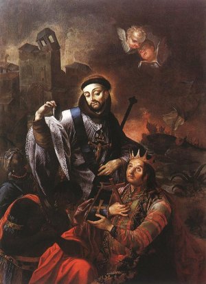 St. Francis of Solano Baptizing Indians Oil painting by Johann Lucas Kracker