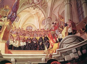 The Council in Trident Detail Oil painting by Johann Lucas Kracker