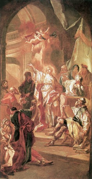 The Dispute between St Catherine of Alexandria and the Philosophers Oil painting by Johann Lucas Kracker