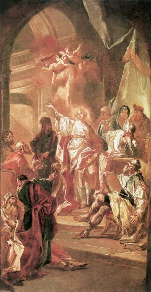 The Dispute between St Catherine of Alexandria and the Philosophers Oil painting by Johann Lucas Kracker