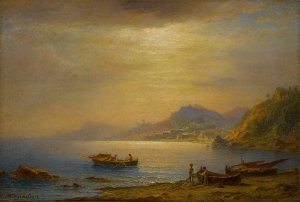Bay landscape by Johann Ludwig Ernst Morgenstern Oil Painting