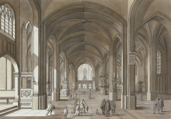 Blick auf Lettner und Chor einer dreischiffigen gotischen Kirche by Johann Ludwig Ernst Morgenstern - Hand-Painted Oil Painting Reproduction