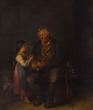 Der Grossvater by Johann Matthias Ranftl Oil Painting