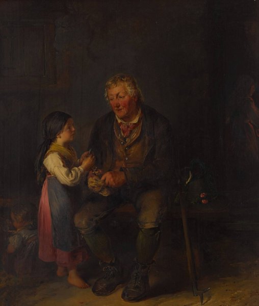 Der Grossvater  by Johann Matthias Ranftl - Hand-Painted Oil Painting Reproduction