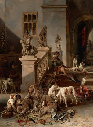 Die Jagdbeute by Johann Matthias Ranftl Oil Painting