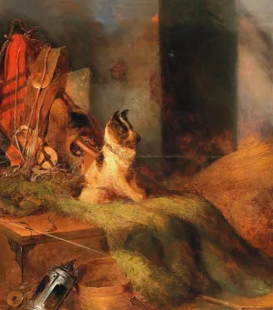 Dog in the Tack Room by Johann Matthias Ranftl Oil Painting